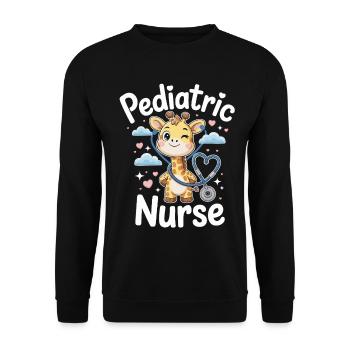 Pediatric giraffe with stethoscope - Unisex Sweatshirt - black - Front - Alina (178cm) & Michal (187cm)