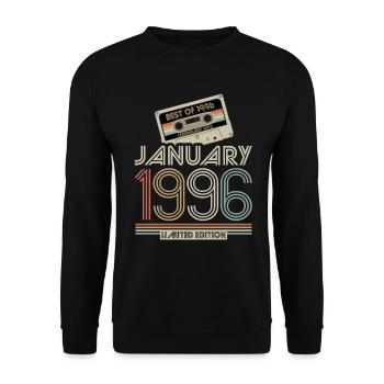 Legendary since January 1996, Retro, Geburtstag - Unisex Pullover - Schwarz - Vorne - Alina (178cm) & Michal (187cm)