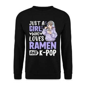 Juste une fille qui adore les ramen et la K-pop - Sweat-shirt Unisexe - noir - Devant - Alina (178cm) & Michal (187cm)