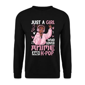 Just A Girl Who Loves Anime And K-Pop - Unisex Sweatshirt - black - Front - Alina (178cm) & Michal (187cm)