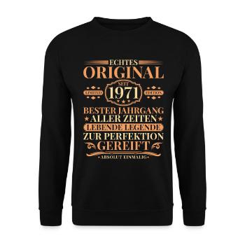 Millésime anniversaire 1971 Née Millésime - Sweat-shirt Unisexe - noir - Devant - Alina (178cm) & Michal (187cm)