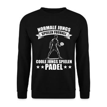 Padelspieler Coole Jungs spielen Padel - Unisex Pullover - Schwarz - Vorne - Alina (178cm) & Michal (187cm)