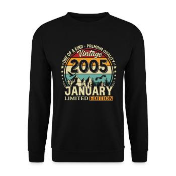21st Birthday Vintage January Vintage 2005 - Unisex Sweatshirt - black - Front - Alina (178cm) & Michal (187cm)