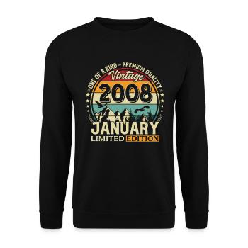 18th Birthday Vintage January Vintage 2008 - Unisex Sweatshirt - black - Front - Alina (178cm) & Michal (187cm)