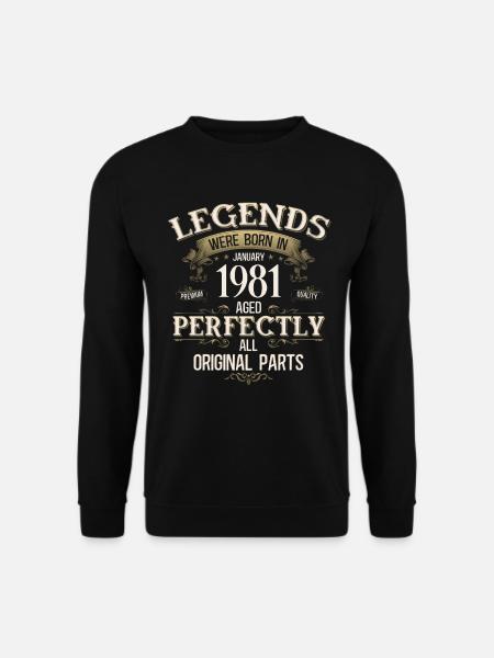 45th Birthday Legend January 1981 - Unisex Sweatshirt - black