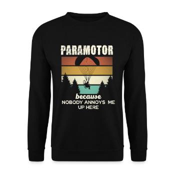 Paramoteur : Personne ne m’embête ici - Sweat-shirt Unisexe - noir - Devant - Alina (178cm) & Michal (187cm)