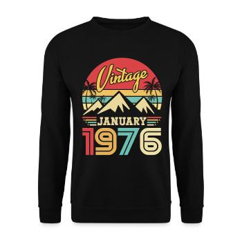 Janvier 1976 Vintage Cadeau d'anniversaire Rétro - Sweat-shirt Unisexe - noir - Devant - Alina (178cm) & Michal (187cm)