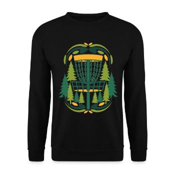 Scène du disque volant du panier de Disc Golf dans la forêt - Sweat-shirt Unisexe - noir - Devant - Alina (178cm) & Michal (187cm)