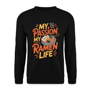 Ramen Ma passion Ma vie de Ramen J’adore la cuisine japonaise - Sweat-shirt Unisexe - noir - Devant - Alina (178cm) & Michal (187cm)