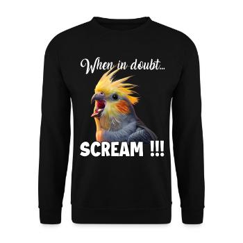 Drôle de T de calopsitte, mème de l’oiseau hurlant - Sweat-shirt Unisexe - noir - Devant - Alina (178cm) & Michal (187cm)