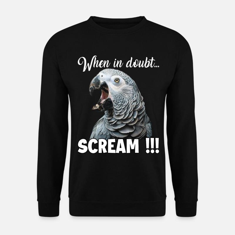 Perroquet gris d’Afrique hurlant, perroquet drôle - Sweat-shirt Unisexe - noir