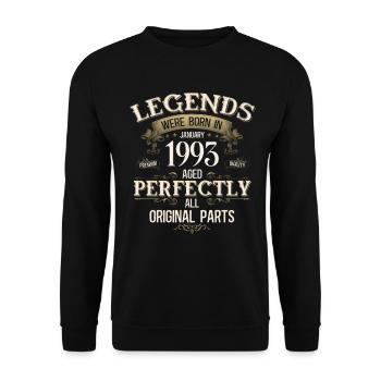 33rd Birthday Legend January 1993 - Unisex Sweatshirt - black - Front - Alina (178cm) & Michal (187cm)