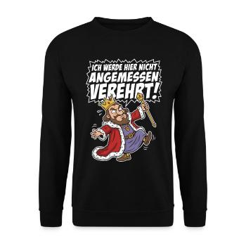Lustiger König Nicht angemessen verehrt - Unisex Pullover - Schwarz - Vorne - Alina (178cm) & Michal (187cm)
