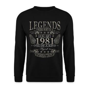 45th Birthday Original January 1981 - Unisex Sweatshirt - black - Front - Alina (178cm) & Michal (187cm)