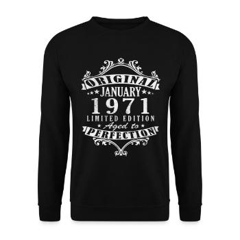 Anniversaire janvier 1971 Cadeau Vintage Limited - Sweat-shirt Unisexe - noir - Devant - Alina (178cm) & Michal (187cm)