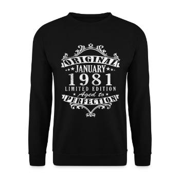 45th Birthday Original January 1981 - Unisex Sweatshirt - black - Front - Alina (178cm) & Michal (187cm)