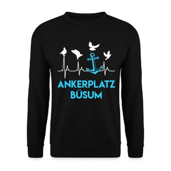 North Sea Holiday ANKERPLATZ BÜSUM Fun - Unisex Sweatshirt - black - Front - Alina (178cm) & Michal (187cm)