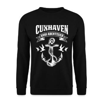 North Sea Holiday AHOI ADVENTURE Fun - Unisex Sweatshirt - black - Front - Alina (178cm) & Michal (187cm)