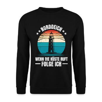 Nordsee Urlaub NORDDEICH WENN DIE KÜSTE RUFT - Unisex Pullover - Schwarz - Vorne - Alina (178cm) & Michal (187cm)