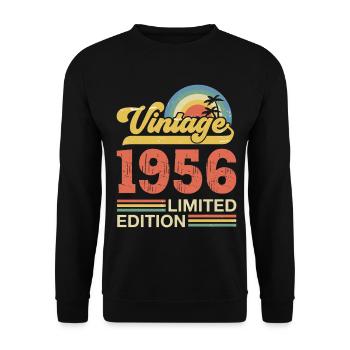 Vintage Geburtstagsgeschenk von 1956 - Unisex Pullover - Schwarz - Vorne - Alina (178cm) & Michal (187cm)