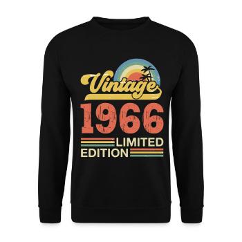 Vintage 1966 Anniversary Birthday Gift - Unisex Sweatshirt - black - Front - Alina (178cm) & Michal (187cm)