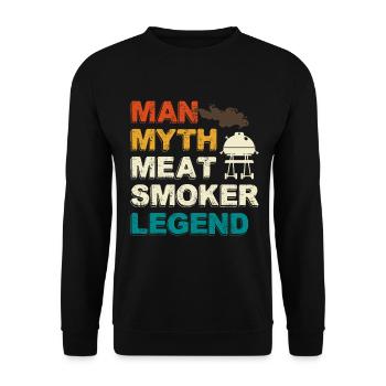 Man Myth Meat Smoker Legend - Unisex Sweatshirt - black - Front - Alina (178cm) & Michal (187cm)
