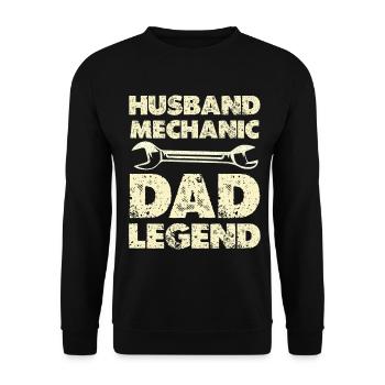 Husband Mechanic Dad Legend - Unisex Pullover - Schwarz - Vorne - Alina (178cm) & Michal (187cm)