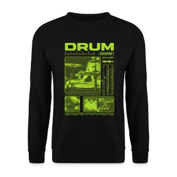 Rock-Schlagzeuger, Trommelspieler, Streetwear - Unisex Pullover - Schwarz - Vorne - Alina (178cm) & Michal (187cm)