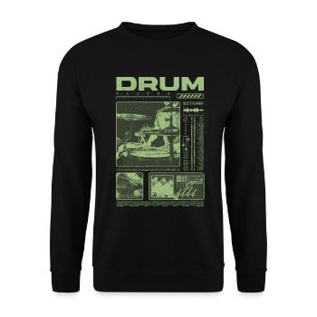 Rock-Schlagzeuger, Trommelspieler, Streetwear - Unisex Pullover - Schwarz - Vorne - Alina (178cm) & Michal (187cm)