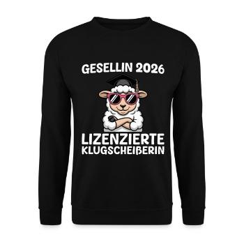 Apprentice 2026 Apprenticeship passed journeyman's examination - Unisex Sweatshirt - black - Front - Alina (178cm) & Michal (187cm)