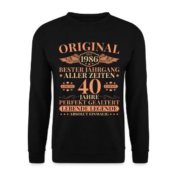 1986 Jahrgang geboren Legende 40. Geburtstag - Unisex Pullover - Schwarz - Vorne - Alina (178cm) & Michal (187cm)