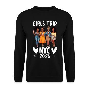 NYC Girls Trip 2026 - Unisex Pullover - Schwarz - Vorne - Alina (178cm) & Michal (187cm)