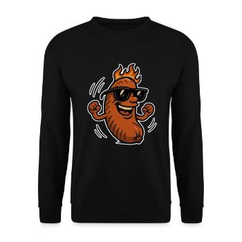 Bratwurst mit Sonnebrille - Unisex Pullover - Schwarz - Vorne - Alina (178cm) & Michal (187cm)