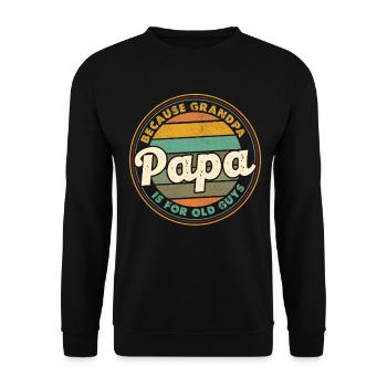Papa Retro Abzeichen Sonnenuntergang - Unisex Pullover - Schwarz - Vorne - Alina (178cm) & Michal (187cm)