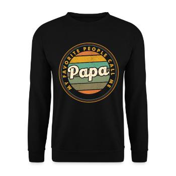 Papa Retro Badge: Lieblingsmensch - Unisex Pullover - Schwarz - Vorne - Alina (178cm) & Michal (187cm)