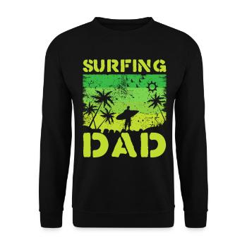 Surfing Dad Retro Green - Unisex Sweatshirt - black - Front - Alina (178cm) & Michal (187cm)