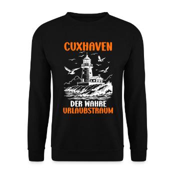 Cuxhaven DER WAHRE URLAUBSTRAUM Lustiges - Unisex Pullover - Schwarz - Vorne - Alina (178cm) & Michal (187cm)