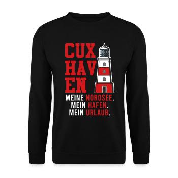 CUXHAVEN MEINE NORDSEE MEIN HAFEN MEIN URLAUB - Unisex Pullover - Schwarz - Vorne - Alina (178cm) & Michal (187cm)