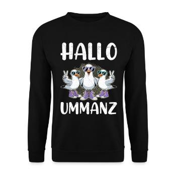 Ostsee Insel UMMANZ HALLO UMMANZ Lustiges - Unisex Pullover - Schwarz - Vorne - Alina (178cm) & Michal (187cm)