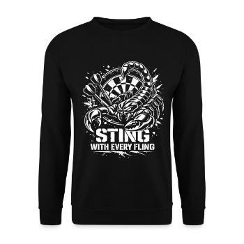 Darts | Sting with Every Fling - Skorpion - Unisex Pullover - Schwarz - Vorne - Alina (178cm) & Michal (187cm)