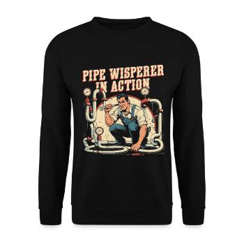 Pipe Layer Pipe Builder Pipe Whisperer - Unisex Sweatshirt - black - Front - Alina (178cm) & Michal (187cm)