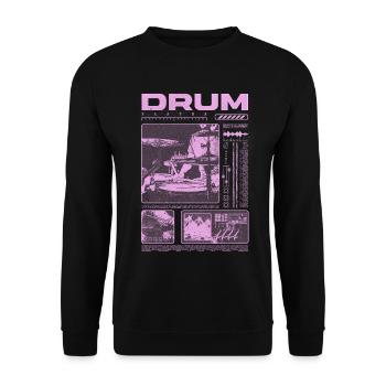 Rock-Schlagzeuger, Trommelspieler, Streetwear - Unisex Pullover - Schwarz - Vorne - Alina (178cm) & Michal (187cm)