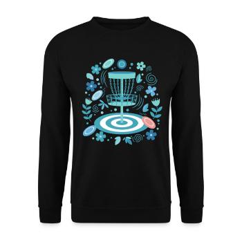 Disc Golf Korb Blumen fliegender Disc Golf Spaß - Unisex Pullover - Schwarz - Vorne - Alina (178cm) & Michal (187cm)