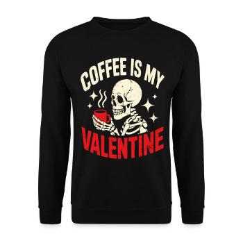 Drôle de Saint-Valentin Squelette Amoureux du café Humour gothique - Sweat-shirt Unisexe - noir - Devant - Alina (178cm) & Michal (187cm)