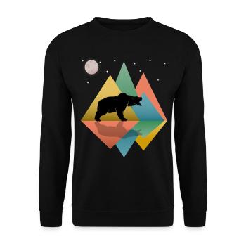 Bear In The Mountains  - Unisex Sweatshirt - black - Front - Alina (178cm) & Michal (187cm)