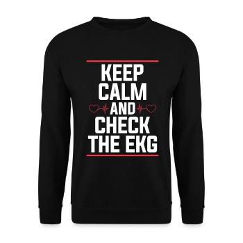 Cardiac Tech Keep Calm And Check The Cath Lab - Unisex Pullover - Schwarz - Vorne - Alina (178cm) & Michal (187cm)