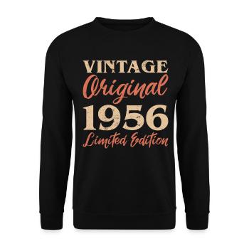 Vintage Original 1956 Limited Edition Jubiläum - Unisex Pullover - Schwarz - Vorne - Alina (178cm) & Michal (187cm)
