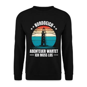 Vacances en mer du Nord L’AVENTURE DU NORDDEICH VOUS ATTEND - Sweat-shirt Unisexe - noir - Devant - Alina (178cm) & Michal (187cm)
