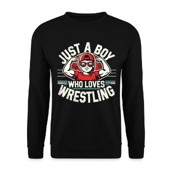 Lutte, Ringen, juste un garçon qui aime la lutte - Sweat-shirt Unisexe - noir - Devant - Alina (178cm) & Michal (187cm)