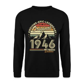 Original 1946 Retro Vintage Birthday Gift - Unisex Sweatshirt - black - Front - Alina (178cm) & Michal (187cm)